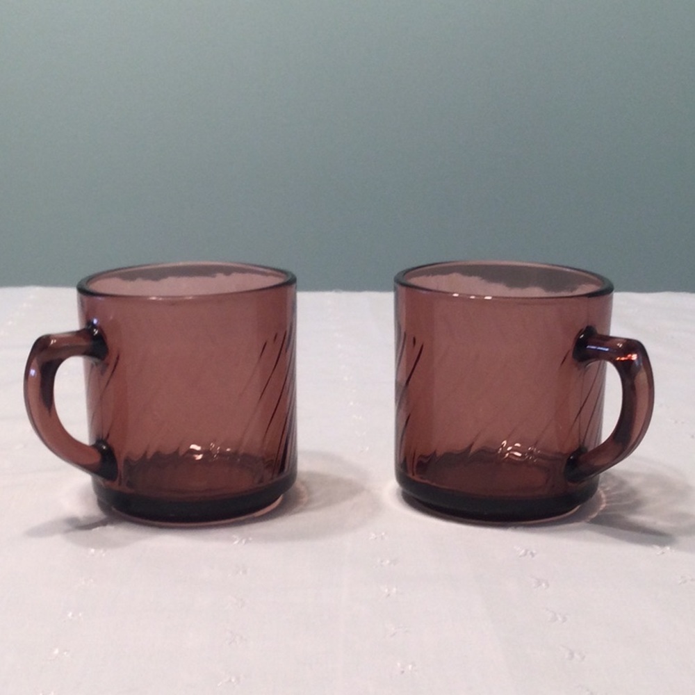 Two Amethyst Mexican Glass Coffee Mugs